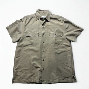 Havana Jack’s Cafe Mens M Button Up Shirt Olive Khaki Short Sleeve